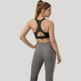 thumbnail image 5 of Women's Crossover V-Neck Sports Bra with Wide Straps and Stretch Support Band - Large, Black, 5 of 7