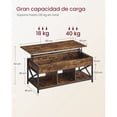 thumbnail image 3 of VASAGLE Mesa de Centro Elevable con Estante y Tapa Ajustable 120x60x50 cm, 3 of 6