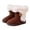 Coffee, variant on Girls' Mid Calf Solid Boots Furry Cuff Button Decor Full Fleece Lined Round Toe Anti-Slip Flat Sole for Cold Outdoor Daily Wear, Snow Boots for Girls 2-10.5 Years Pink 18-24 Months