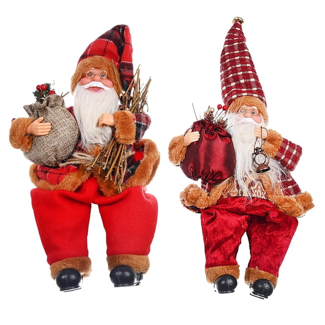 Centro de de decoración para Papá Noel de Navidad de 2 piezas Zulema Juguetes de soporte de muñeca de Santa Claus