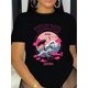 thumbnail image 1 of Camiseta informal de cuello redondo para mujer con estampado de elementos japoneses, 100 % algodón, manga corta y largo regular para primavera/verano, ideal para practicar deporte., 1 of 5