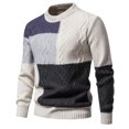 thumbnail image 2 of DHFJKG Men's Jacquard Sweaters Knitted Color Block Crewneck Long Sleeve Outdoor Casual Sweater Pullover Tops Autumn Winter Cozy Jumper Tops, 2 of 8