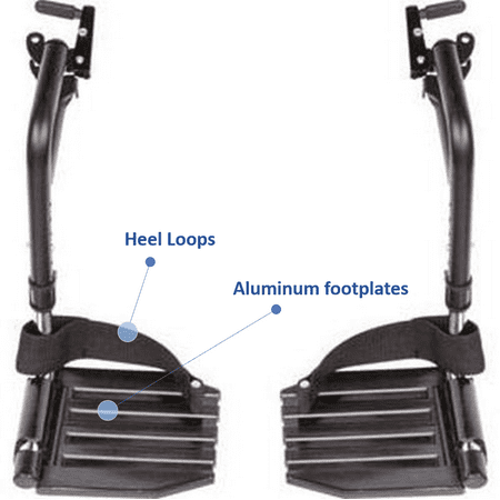 Invacare Tracer SX5 Wheelchair, with Full Length Arms and T93HAP Hemi Footrests with Heel Loops, 20" Seat Width, TRSX50FBFP / T93HAP