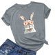 thumbnail image 2 of Pantalones Cortos para las Mujeres Sexy Pascua Moda Impresión Cuello Redondo Tee, Poliéster Ligero Casual Top para Primavera Verano Diario, Blusa de Suéter, 2 of 4