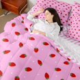 thumbnail image 4 of Castle Fairy Kawaii Strawberry Twin Bedding Sets,Cute Food Bedding Comforter Set, 4 of 8