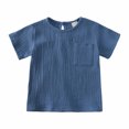 thumbnail image 5 of Lovskoo 0-3Years Baby Boy Girl Clothes Summer Outfits Crepe Gauze T-Shirt Short Sleeve Shorts With Pocket Two Piece Set Multi-Color Style Blue, 5 of 9