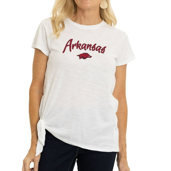 Women's White Arkansas Razorbacks Sophie Side-Tie T-Shirt