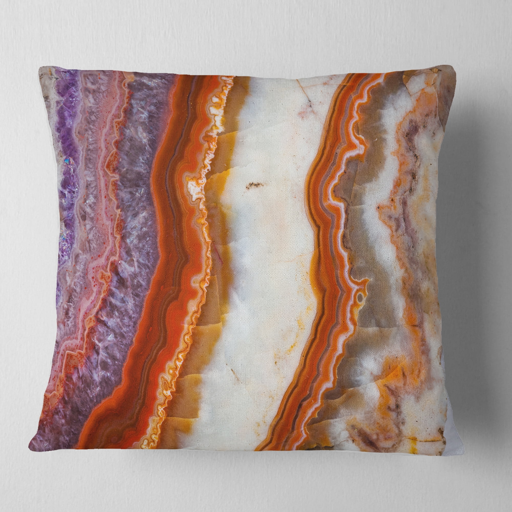 Designart Colorful Stone Stripes - Abstract Throw Pillow - 16x16