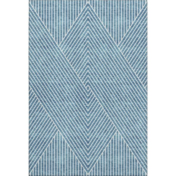 HomeRoots 674674 8 x 10 ft. Teal & Ivory Geometric Transitional Washable Machine Made Rectangle Area Rug with UV Protection