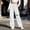 White, variant on Women's Wide Leg Sweatpants Drawstring Distressed Hole Design Straight Style Side Pockets Loose Streetwear Casual Athletic Trousers, Sweatpants Y2K Army Green S
