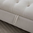 thumbnail image 2 of S-HOME 65.75" Wide Modern Upholstered Storage Bench with Double Lids Rolled Armrests and Rubberwood Legs for Living Room or Bedroom, Beige, 2 of 12