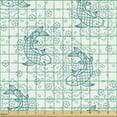 thumbnail image 2 of East Sofa Upholstery Fabric by the Yard, Japanese Inspired Koi Fishes with Floral Arrangement Doodle Style Nature Illustration, Decorative Fabric for DIY and Home Accents, Blue White by Ambesonne, 2 of 5