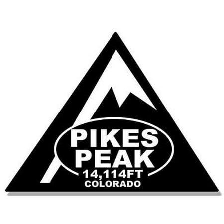 3x4 inch Black Triangle PIKES PEAK 14,114ft Colorado Sticker -co logo climb