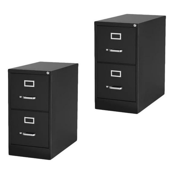 Value Pack (Set of 2) 25" Deep 2 Drawer Letter File Cabinet in Black