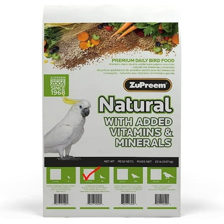 ZuPreem Avian Maintenance for Medium Birds, Natural Bird Diet for Cockatiels, 20 lbs