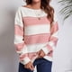 thumbnail image 1 of Suéter de punto de manga larga con rayas huecas de un cuello informal de moda para mujer Fridja  po3627, 1 of 6