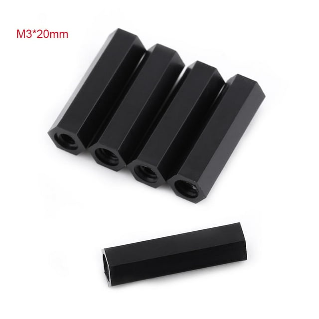 Cergrey 100Pcs Noir PA66 M3 Femelle x M3 Femelle Hexagonale Entretoise Filetée, Entretoise en Nylon, Entretoise Hexagonale