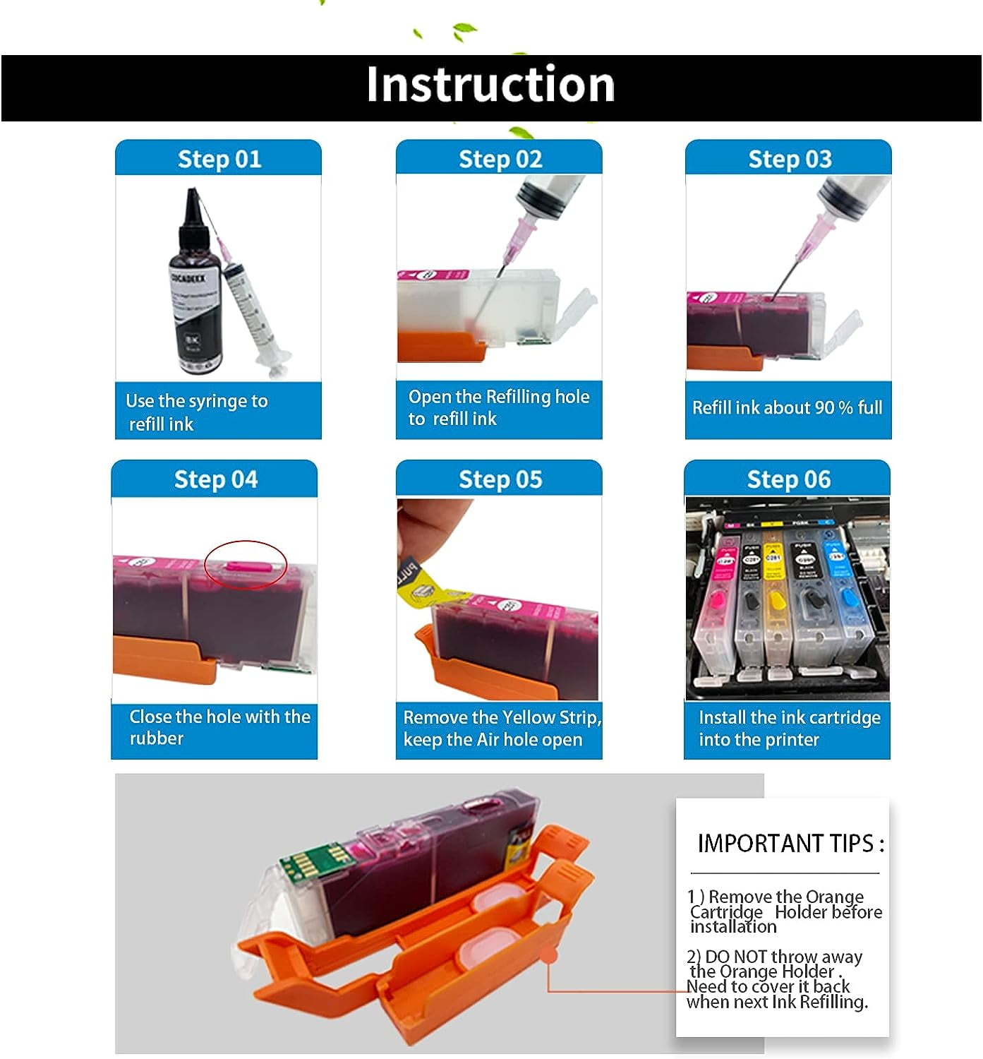 Premium Edible Ink Cartridges 280/281 XXL, Compatible with Canon Printers, 5-Color Set for Cake and Food Printing