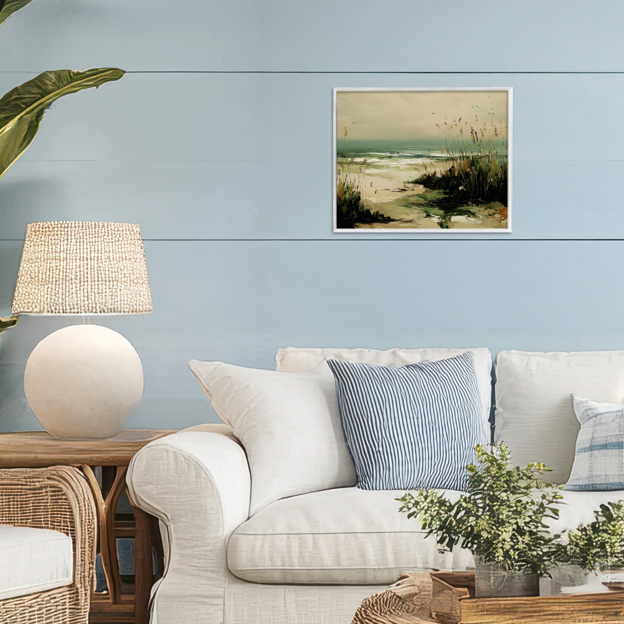 Stupell Industries Sea Oats on the Beach White Framed Giclee Art, design by Franklyn Gregory