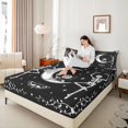 thumbnail image 3 of Castle Fairy Gothic Dancing Skeleton Bed Sheets 4-Piece,Boho Moth Floral Rose Full Size Sheets,White Black,1 Fitted Sheet,1 Flat Sheet and 2 Pillowcases, 3 of 6