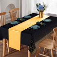 thumbnail image 3 of 1 Pack Plastic Table Cloth Cover + 1 Pack Satin Table Runner for Parties  Disposable Tablecloth for Rectangle Tables  Birthday Wedding Graduation Mather Valentine‘s Day Christmas Party Su, 3 of 8