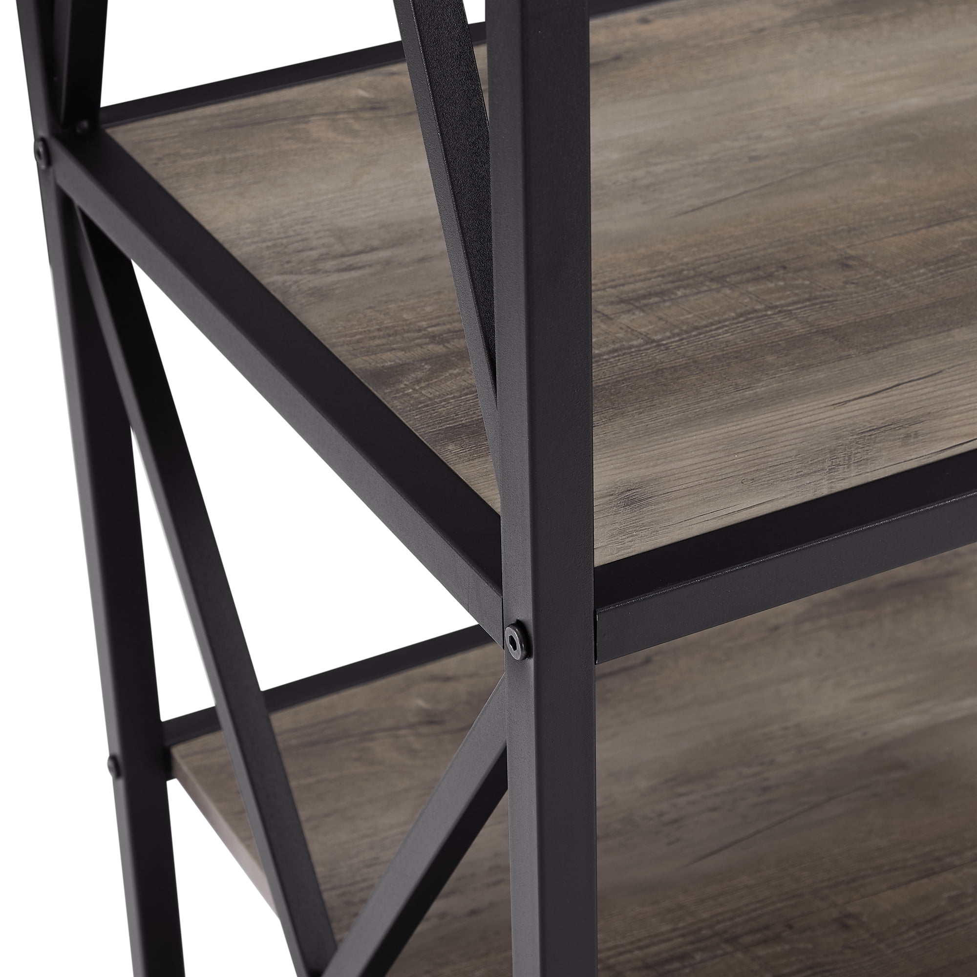 Woven Paths Charlie Farmhouse 4-Shelf Bookcase, Grey Wash