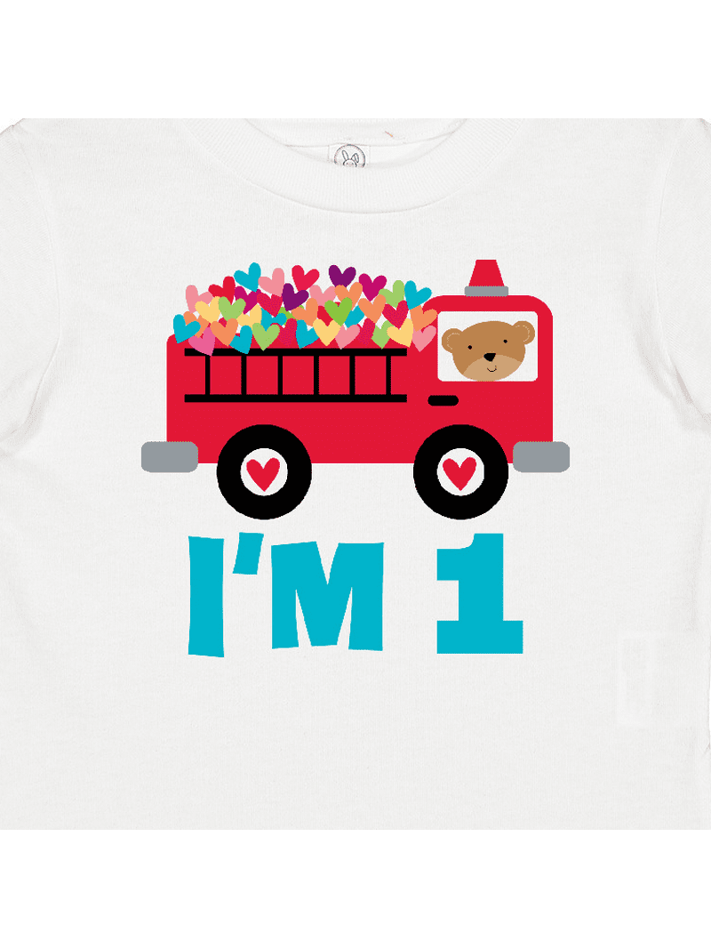 Inktastic 1st Birthday Fire Truck Boys or Girls Baby T-Shirt - Walmart.com, image size:800x1067