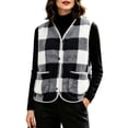 thumbnail image 6 of Cmfcve Women's Plus Size Plaid Fleece Vest Button Down Sleeveless Warm Jackets Fall Winter Casual Outerwear, 6 of 6