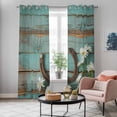 thumbnail image 6 of Kitchen Curtains 84 Inch Length 2 Panels, Daisy Flower Grommets Window Treatment Curtain, Vintage Horseshoes Farmhouse Wooden Grain Teal Thermal Curtains Drapes for Living Room/Bathroom, 6 of 9