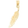 Yellow Gold-plated 925 Sterling Silver 37mm Feather Pendant (1.445 gram weight)