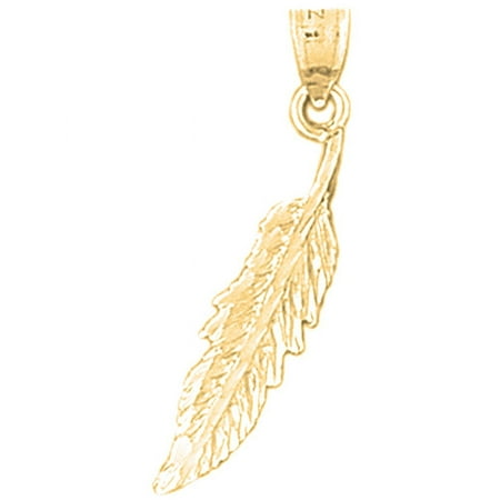Yellow Gold-plated 925 Sterling Silver 37mm Feather Pendant (1.445 gram weight)