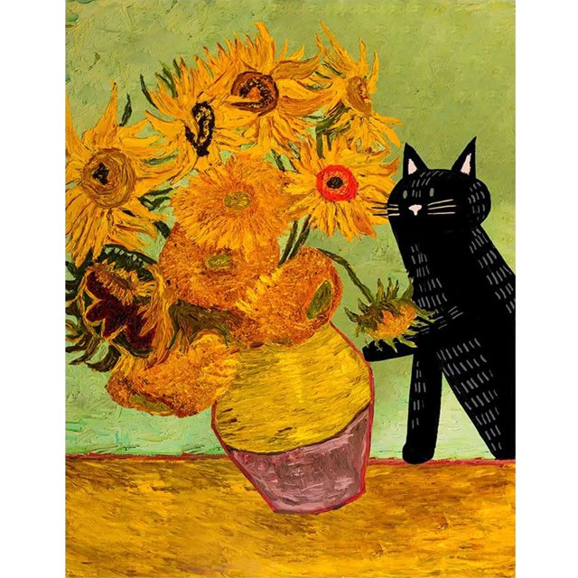 Kit punto cruz gato impreso 11CT con hilo algodón ecológico y bordado (ACC-823)
