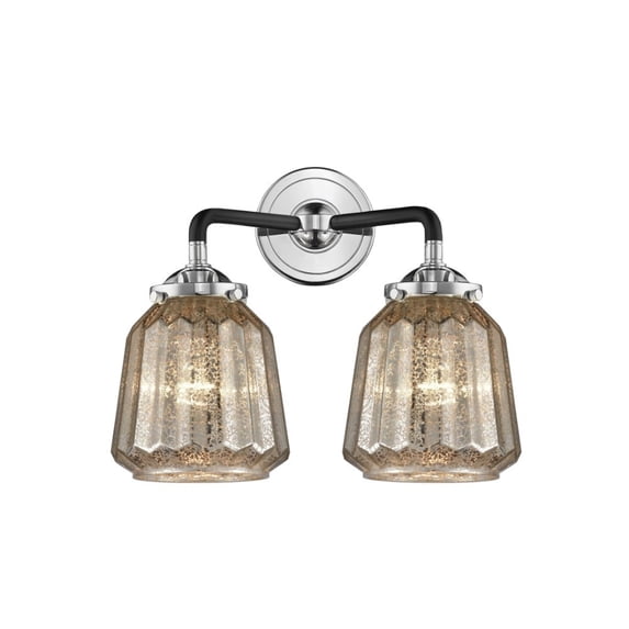 284-2W-BPN-G146-LED-Innovations Lighting-Chatham-7W 2 LED Bath Vanity in Art Deco Style-14 Inches Wide by 11 Inches High Black Polished Nickel