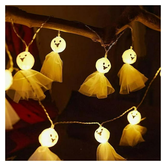 2 Meters 10LED Light Spooky LED Lights Horror Themes Adjustable Light Bat Ghost Pumpkin Shapes Halloween Decor