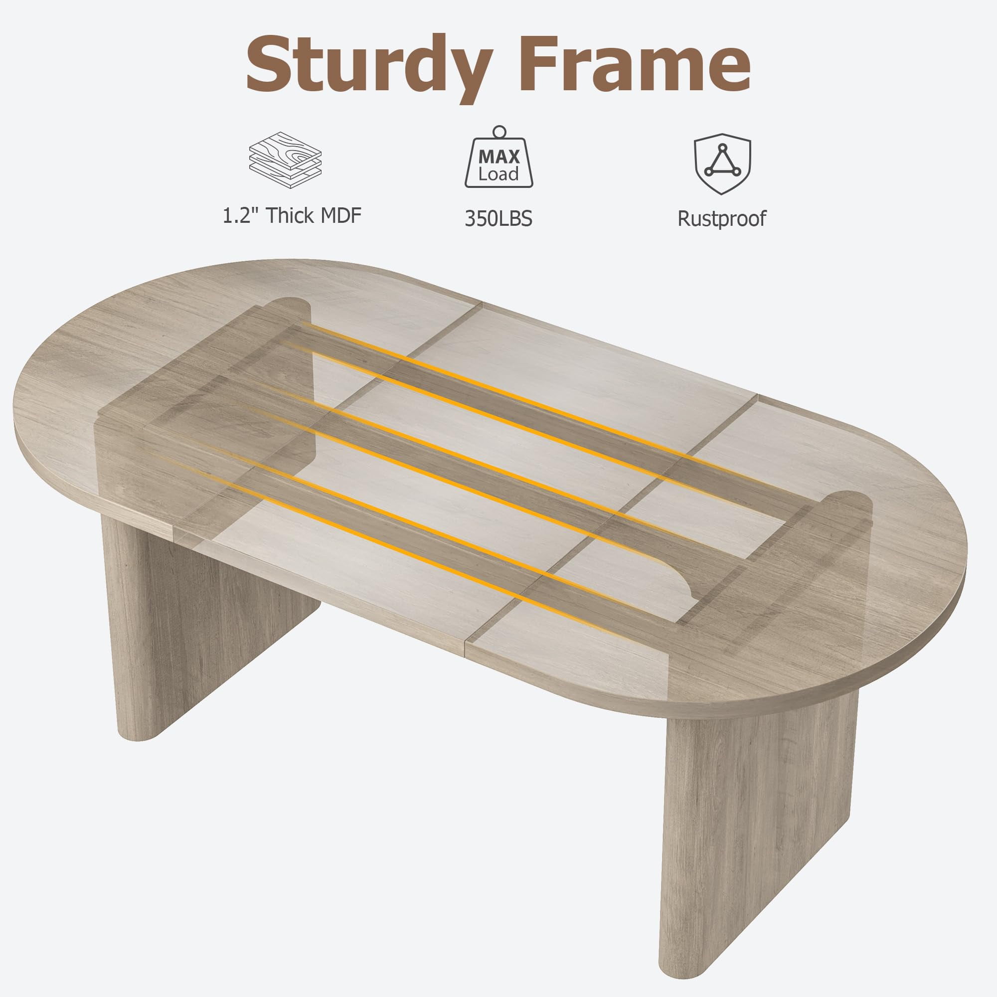 Kicctian Oval Dining Table for 4-6, Spacious Tabletop with Thick Sturdy Wooden Base, Versatile Kitchen Table for Dining Room, Living Room or Kitchen,Grey