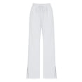 thumbnail image 4 of Womens Linen Pants Summer Drawstring Casual Side Split Lounge Pant 2026 Beach Travel Vacation with Pockets, 4 of 5
