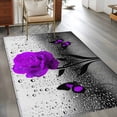 thumbnail image 2 of Area Rug for Living Room, Purple Rose Non-Slip Indoor Large Carpet for Bedroom/Dining Room, Raindrops Floral Butterfly Abstract Grey Art Washable Low-Profile Rectangle Floor Runner Rugs - 4 x 6 Ft, 2 of 8