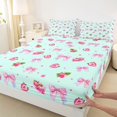 thumbnail image 3 of jejeloiu Cute Kawaii Bow Queen Sheet Sets,Pink Strawberry Bed Set For Girl Teens 4 Pieces, 3 of 7