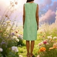 thumbnail image 4 of Vestido de Verano de Mujer con Bolsillos sin Mangas Cambio de Lino de Rodilla Vestido de Verano Casual Bolsillos Laterales de Tela Transpirable Colores Versátiles, 4 of 9