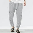 thumbnail image 5 of YLSDY Fashion Men's Casual Cargo Jogger Pants with Elastic Waistband Drawstring Cotton Linen Sports Pants with Pockets Gray S, 5 of 6