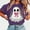 Purple, variant on Halloween Ghost Bow T-Shirt Women Cute Graphic Tee Fall Short Sleeve Funny Spooky Costume Tops