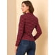 thumbnail image 5 of INSPIRE CHIC Blazer a rayas con cierre de botón y bolsillo con solapa con muesca para mujer rojo azul XL, 5 of 6