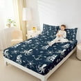 thumbnail image 4 of Feelyou Cartoon Octopus Navy Bed Sheets for Teen, Sailboat Compass King Sheets, Ocean Marine Theme Sheet Set, Super Cozy Room Decor, 4pcs, 4 of 7