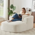 thumbnail image 4 of EHANCIS Oversized Corduroy Chaise Lounge Chair,Comfortable Boneless Sleeper Sofa,Couch with 2 Pillows for Living Room,Apartment & Reading Nook,White, 4 of 8