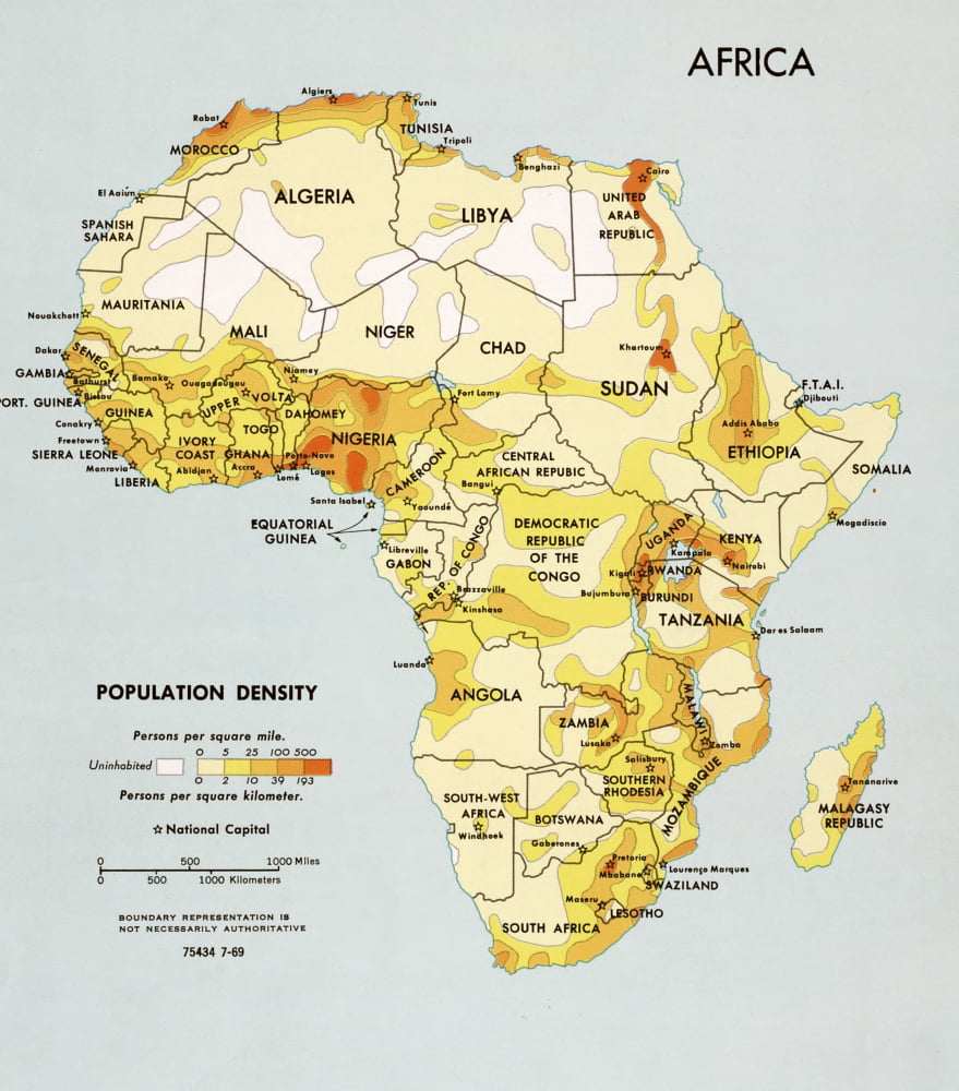 Africa Population Density Poster Print 24 X 36