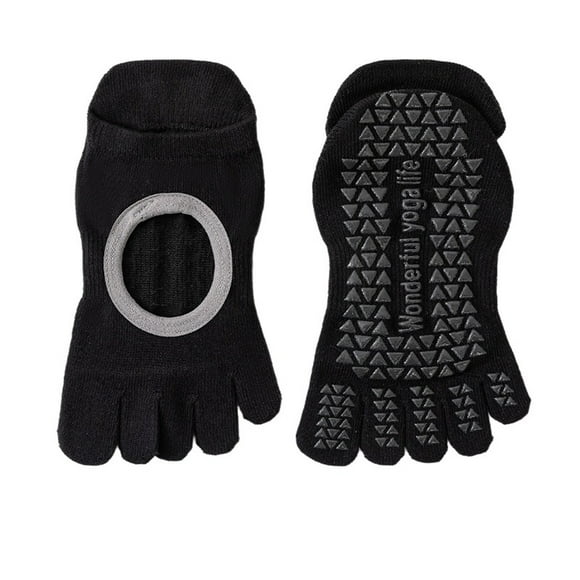 MIASHUI Women's Grip Yoga Socks with Toe Separators Silicone Bottom s Socks for Women Lightweight Athletic Workout Socks Black