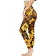 thumbnail image 3 of DISNIMO Sunflower Printed High Waisted Leggings for Women, Stretch Yoga Pants Leggings Tummy Control, Breathable Workout Leggings for Yoga Gym, Yellow, M, 3 of 6