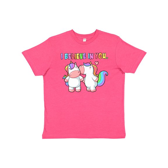 Inktastic I Believe in You Cute Rainbow Unicorns Youth T-Shirt
