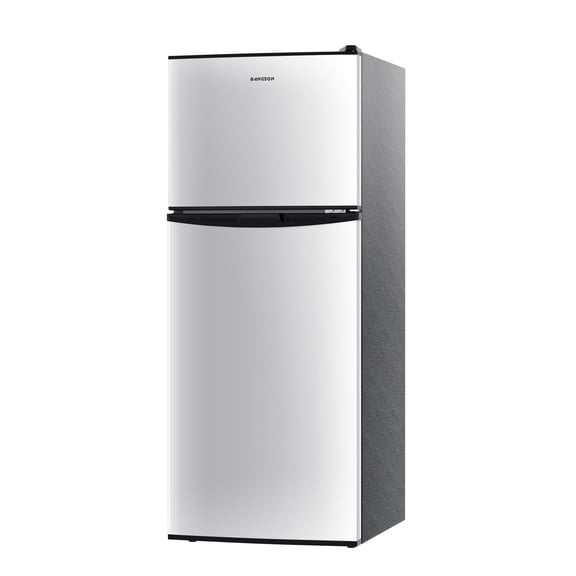 BANGSON 4.0 Cu.Ft small refrigerator with freezer,mini refrigerator with freezer, 2 Doors, Compact Fridge for Apartment Bedroom Dorm and Office, 5 Settings Temperature Adjustable, Sliv