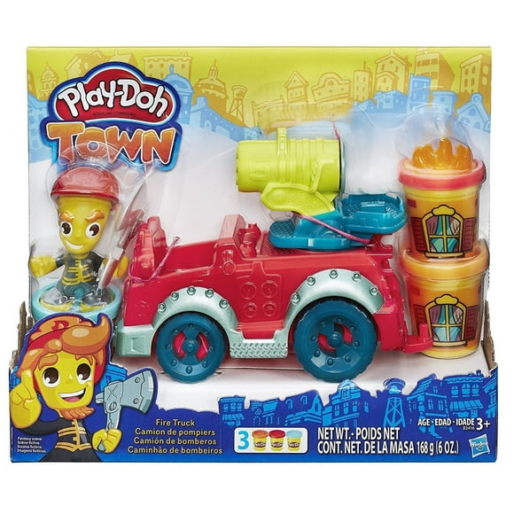 Play-Doh - Town Fire Truck and 3 CT Bubbles and 2 Pull Back Buses - 3 PC Bundle